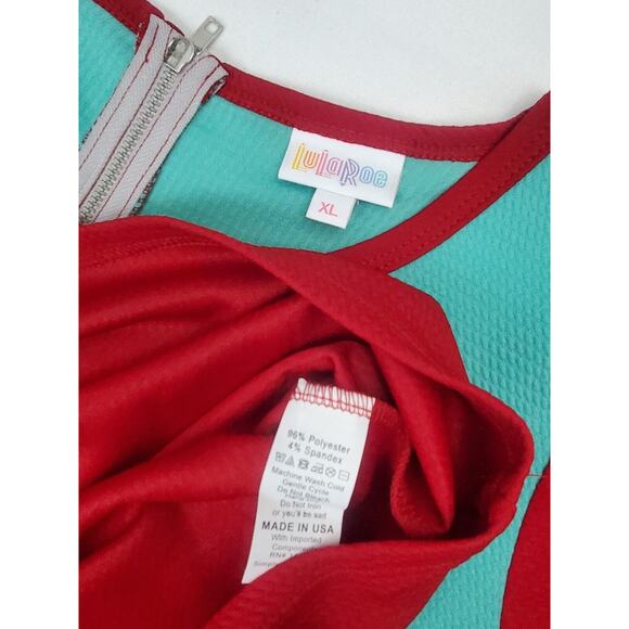 NWT LuLaRoe Amelia XL Dress Red Green Zippered Pockets Womens Size Christmas - Picture 10 of 10